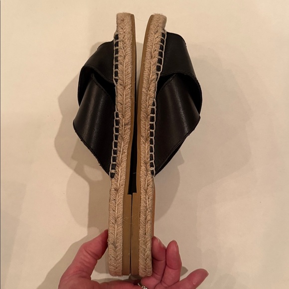 GAP Black Espadrille Leather Slide Sandals - Picture 9 of 12